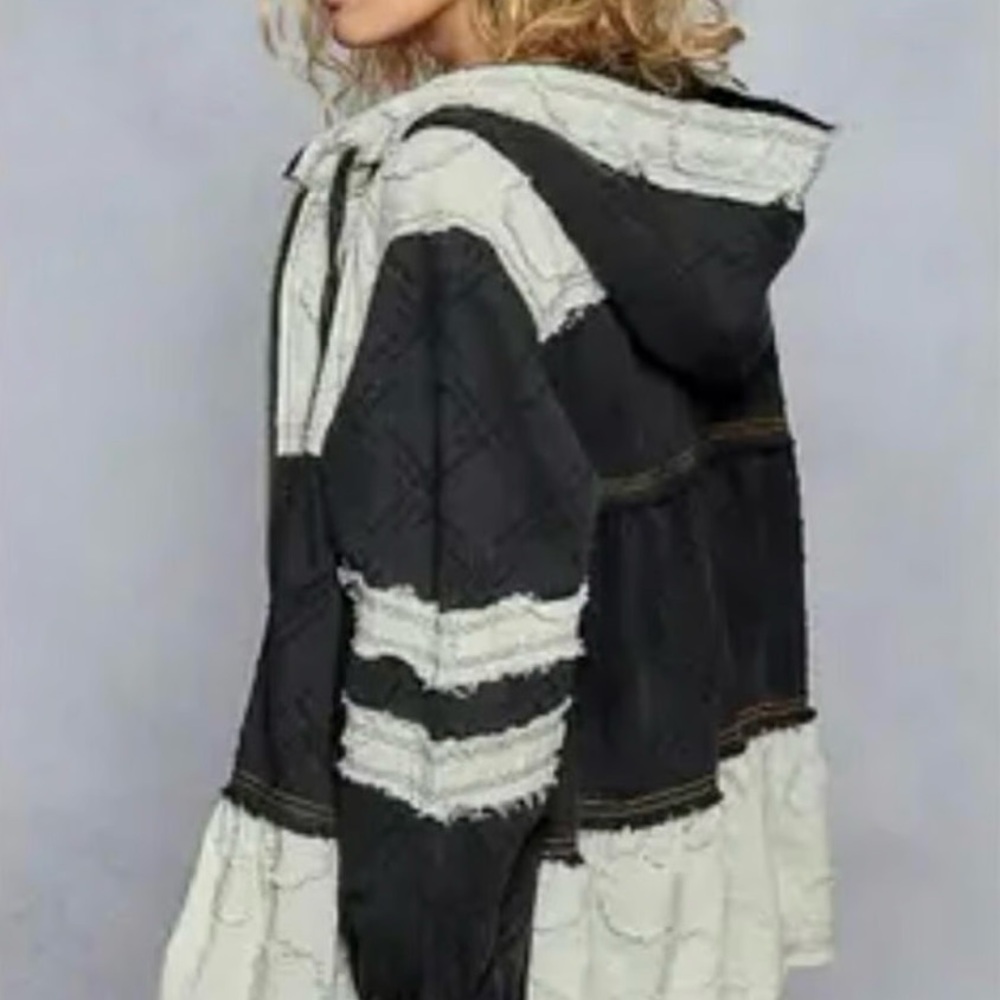 Pol Moonwake Hollow Boho Patchwork Hooded Jacket … - image 3